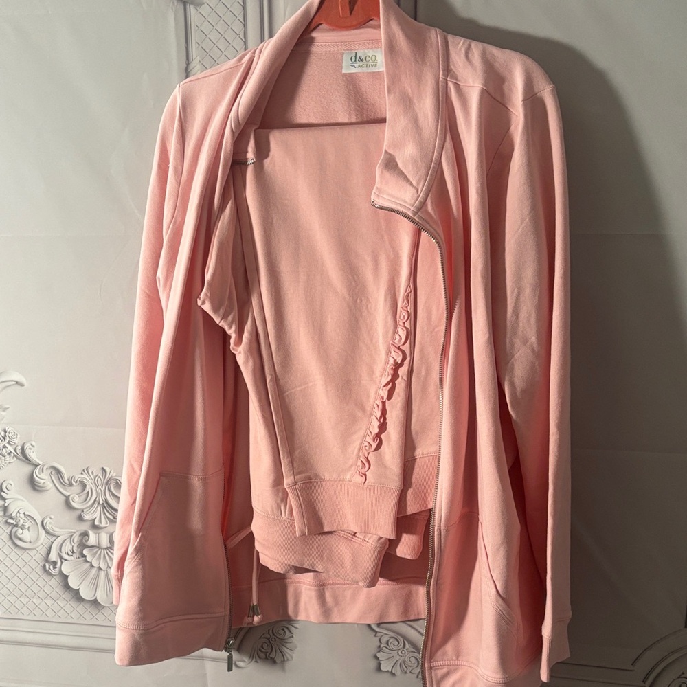 D&Co Active Pink Women’s Zip-Up Jacket and Matching Pant Set, Sz L